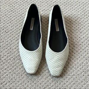 Saks Fifth Avenue Cream Textured Pointed-Toe Flats